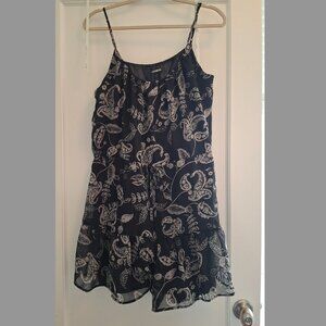 Blue floral romper playsuit beach coverup